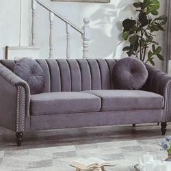 Gray Microfiber Two Piece Couch Set 