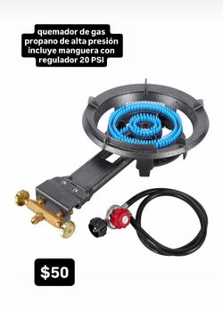 quemador de gas propano de alta presión incluye manguera con regulador 20 PSI