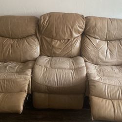 LEATHER COUCH W/ RECLINERS