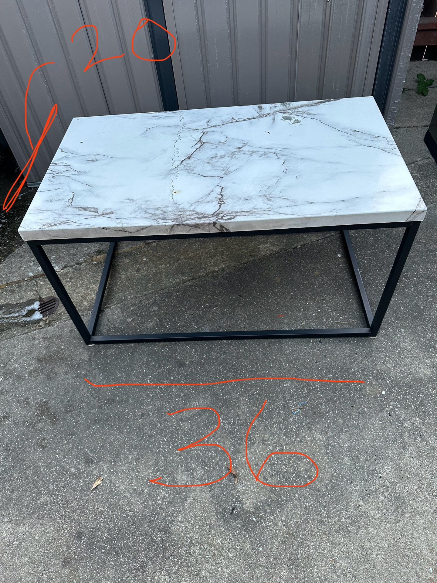 Small Coffee Table Or Art Table Faux Marble And Metal