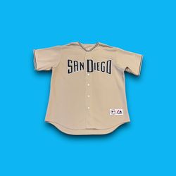 Vintage Majestic San Diego Padres Baseball Jersey Tan Adult Men’s Large 