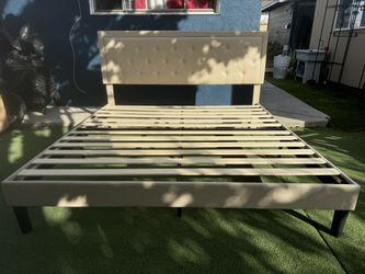 King Bed Frame, Beige
