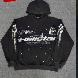 Hellstar hoodie black and white and size medium