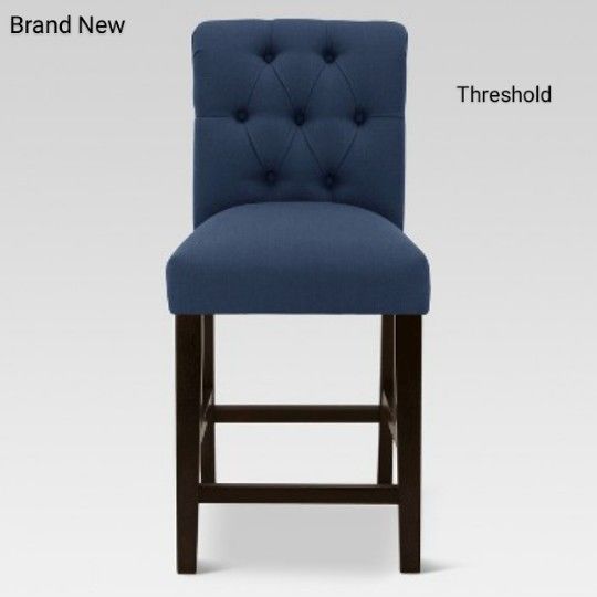 Brand New ( SET OF 2 ) Threshold Brookline Tuffed Counter Stool Blue Navy