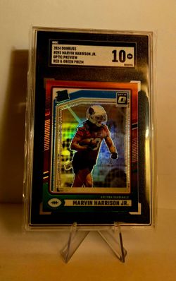 Marvin Harrison Jr 2024 Donruss Rookie Optic Preview Red Green Prizm SGC 10 #393