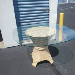 McGuire Bamboo Sheaf of Wheat Dining or Side Table