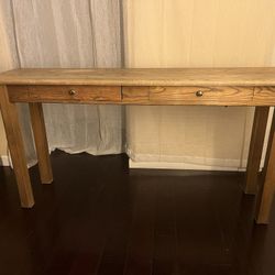 Solid Wood Console / Sofa Table – 60” Wide, Lightly Sanded Top