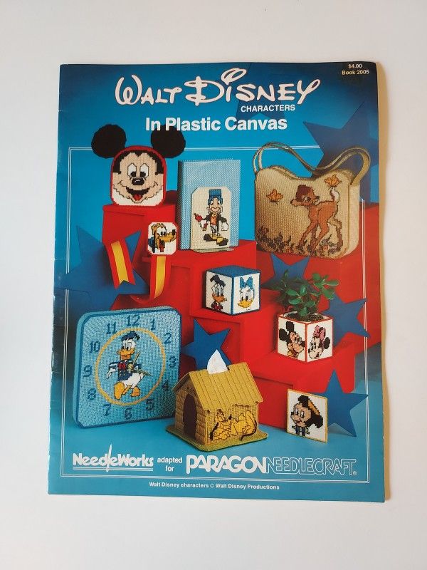 Walt Disney Characters In Plastic Canvas Book Needleworks Crafts Vintage 1982