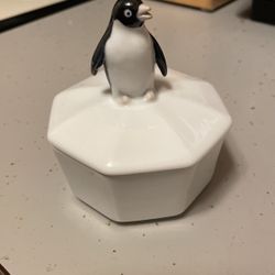 Porcelain Penguin Trinket Box