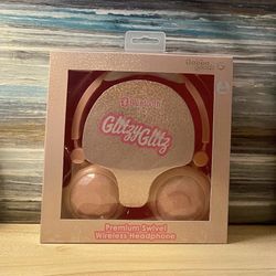 Gabba Goods Glitzy Glitz Pink Premium Swivel Wireless Bluetooth Headphones