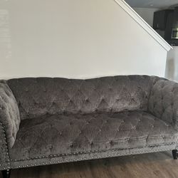 Gray  Upholstered Sofa With Set