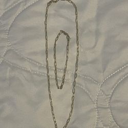 Gold Chain and Bracelet Set 14K
