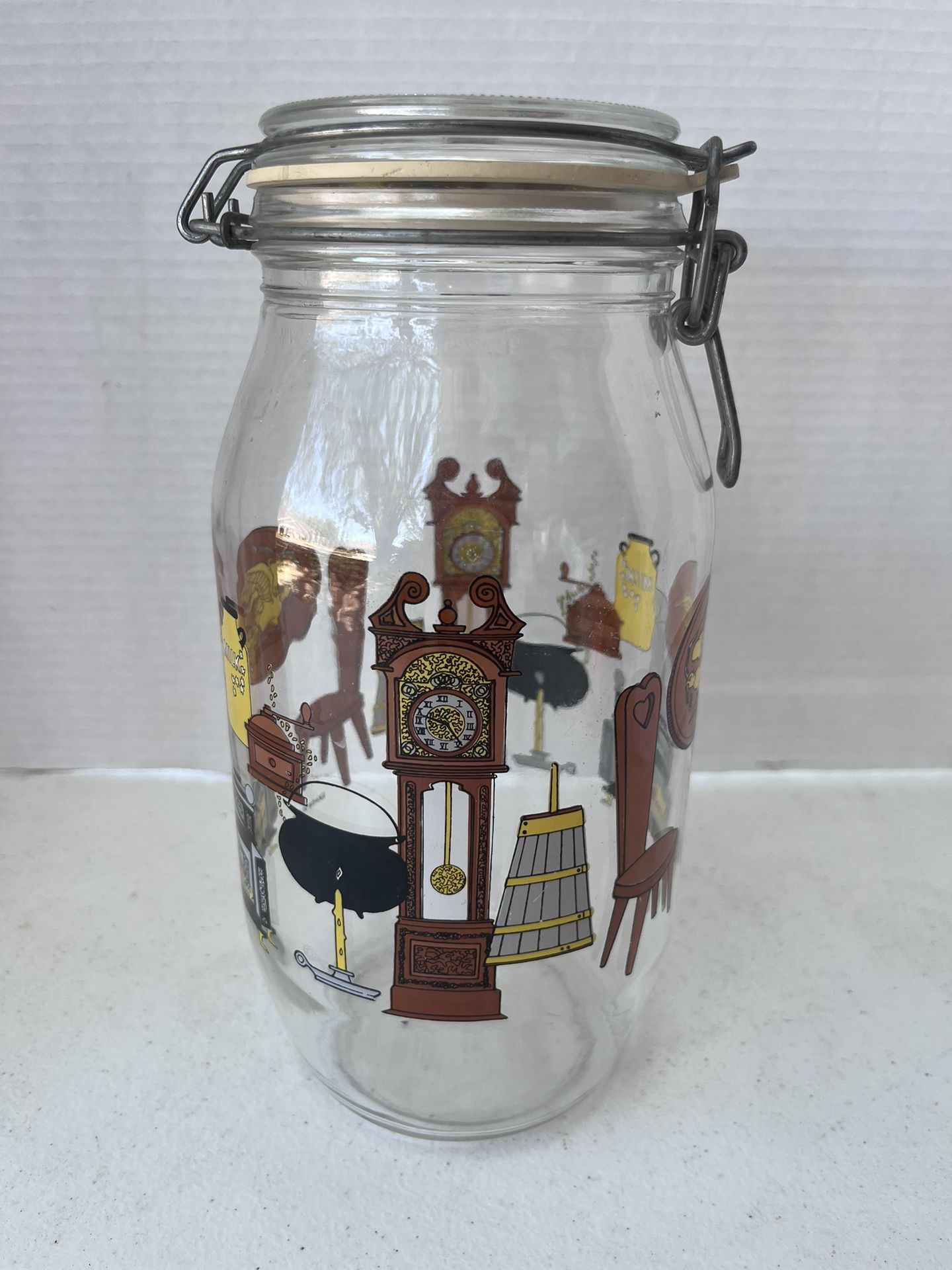 VTG. NIVEAU DE REMPLISSAGE JAR CANISTER WITH LID WIRE CLOSURE MADE IN FRANCE 