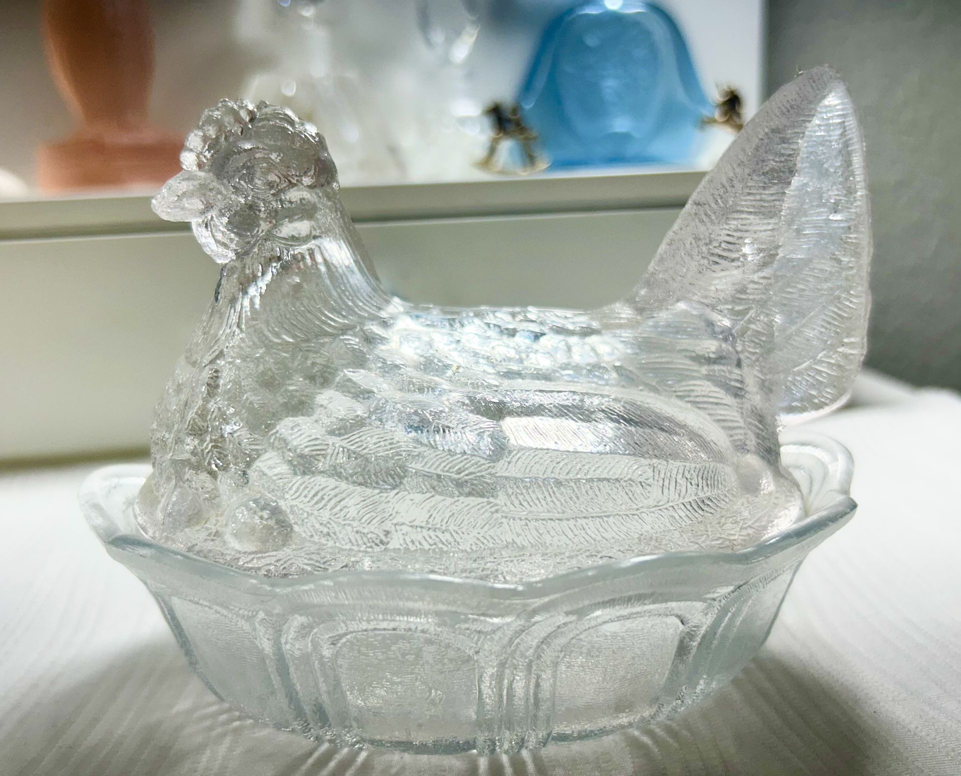 Vintage Fenton Clear Hen On Nest