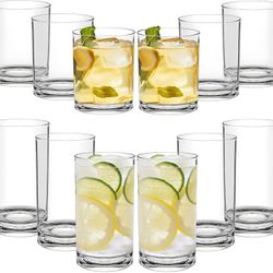 Plastic Cups Reusable Unbreakable Drinking Glasses – BPA Free, Dishwasher Safe Acrylic Glasses, 6-Pack (12oz / 17oz), Crystal-Clear Plastic Glasses Th