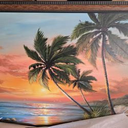 Original Paiting Of Sunset On Beach