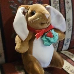 VTG 1985 CHRISTMAS BUNNY RABBIT SOFT PLUSH TOY BY RABBIT EARS