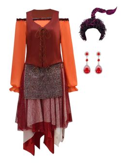Women's Mary Sanderson Inspired Costume Adult Halloween Witch Cosplay Dress Outfit, XXL