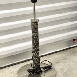 Rear Unique Authentic Fishskin Finished With Polised Clear Lacquer Side Table Lamp Comes With Black Shade   