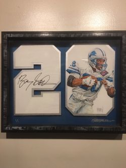 Barry Sanders Signed Paul madden Drawing 1/1