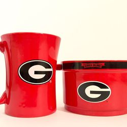 Georgia Bulldogs Coffee Tea Mug 14 oz Boelter Brands Collegiate with soup bowl