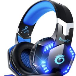 Headphone - Gaming Headset for PS5 PS4 Xbox One Controller,Bass Surround Noise Cancelling Mic, Over Ear Headphones with LED Lights