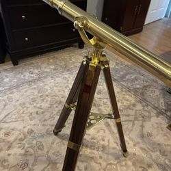 Brass Telescope With Height Adjustable Tripod Stand