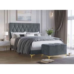 🛏️ Modern Queen Upholstered Bed with Storage Bench | Free Delivery & Setup