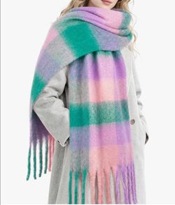 Chunky Scarf for Women Winter - Big Thick Plaid Scarves, Colorful Large Long Blanket Wrap for Cold Weather