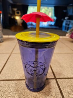Starbucks Purple Cold Cup Tumbler with Umbrella Straw