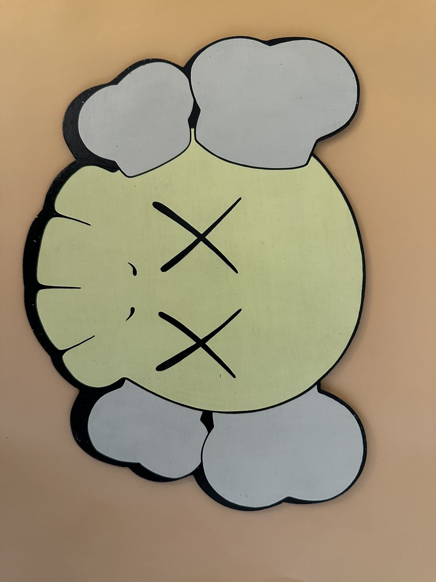 KAWS Original Signed Acrylic on Board Painting – Skull Motif – W/ COA