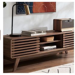 A508 W-35  $150 mopio Ensley TV Stand, Mid Century Modern TV Stand for (Walnut, 59") inch TV, Farmhouse TV Stand, Entertainment Center w