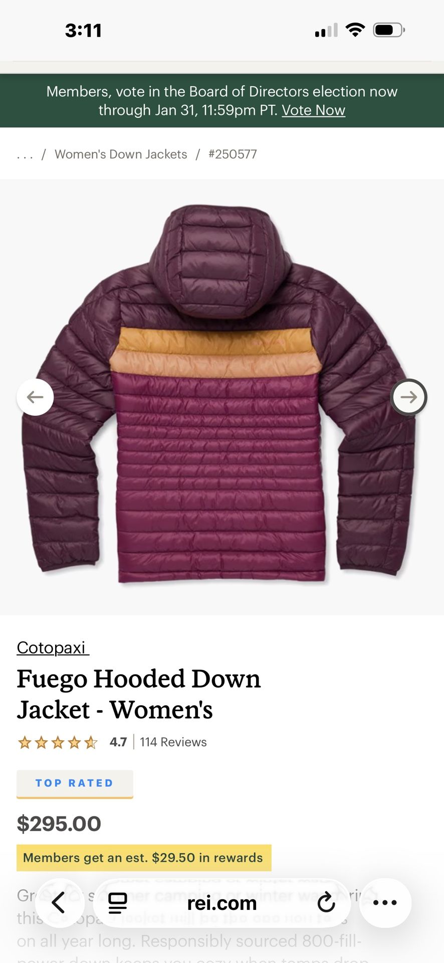 **Brand New **Cotopaxi Fuego Hooded Down Jacket Women's Size L