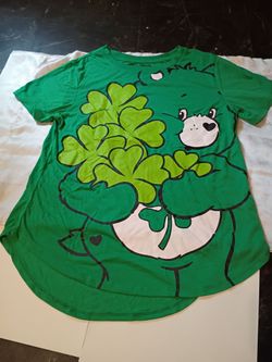 Care Bears Good Luck Bear Green Graphic T-Shirt Size XL Girls