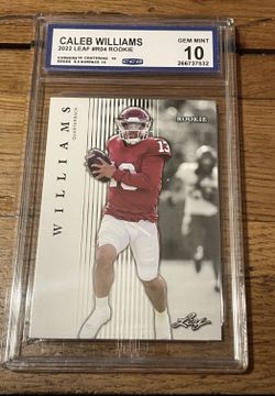 CALEB WILLIAMS 2022 LEAF ROOKIE USC TROJANS RC #R-04 CCG 10