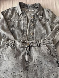 2 piece set skirt & jean jacket