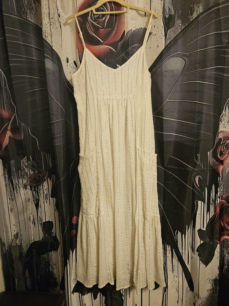 Sleeveless Dress Sundress with Ruffle Hem Stripes
