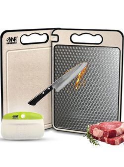 Stainless Steel Multi-Purpose Cutting Board, Double Sided Design with Scraper