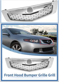 Chrome Silver Tone Front Upper Hood Bumper Grille Grill for Acura TSX 2009 Base V6 2.4L L4 - Gas Front Upper Bumper Kidney Grille Grill 1pcs Item Repl