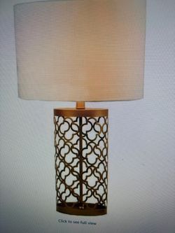 Gold Lattice Table Lamp with White Shade