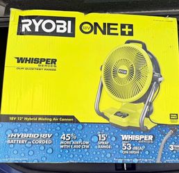 Ryobi 18V ONE+ 12" Whisper Series Hybrid Misting Air Cannon