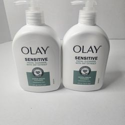 2 PACK Olay Sensitive Facial Cleanser Oat Extract Gentle Cream Cleanser 16OZ