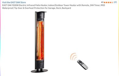 EAST OAK Outdoor Patio Heater,1500W Portable Outdoor Indoor Electric Heater with IP65 Waterproof Tip-over Protection 3 Heat Settings&24 Hours Timing T