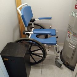 Handicapped Shower Chair, Blue, With Foot Rests