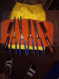 Vintage Hair Pressing Comb and Curling Iron Set