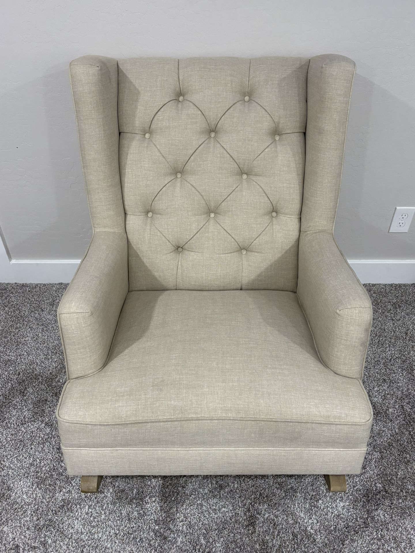 DOWNEAST HOME Beige Fabric Rocking Chair
