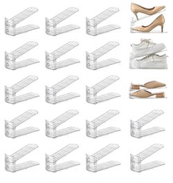 Clear Adjustable Shoe Slots Organizers - set of 20