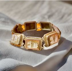 Sterling Silver and  Mother Of Pearl Cameo Bracelet