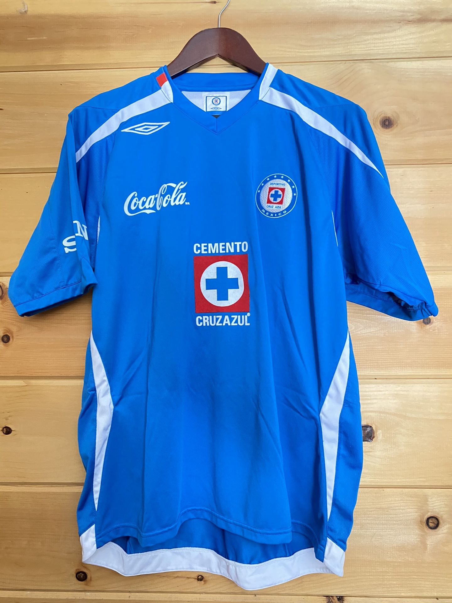 Vintage Umbro Cemento Cruz Azul L Blue Telcel Coca-Cola Sony Soccer Club Jersey