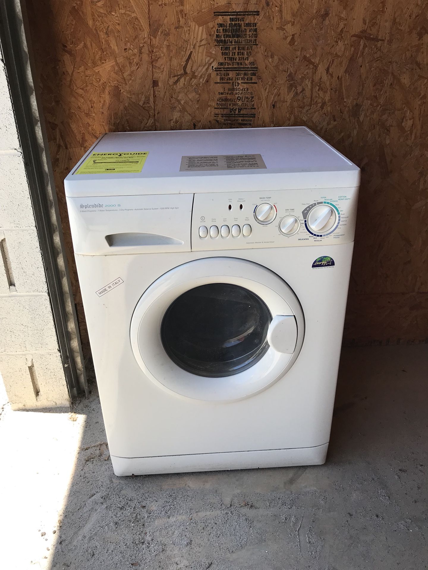 Splendide 2000 S washer/dryer combo unit for RV